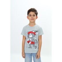 Toontoy Kids Toontoy Erkek Çocuk Kaykay Kedi Baskılı Tişört Yeşil
