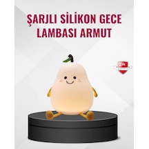 Hubrendy Tekno Armut Gece Lambası Usb Şarjlı Ayarlanabilir Led Işık AÇIK GRİ KAHVE KARIŞIMI