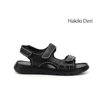 Gönderi(R) Gönderi R Siyah Ayarlanabilir Cırt Bantlı Hakiki Deri Sandalet Siyah