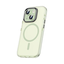 More Tr Apple Uyumlu iPhone 15 Kılıf Airbagli Magsafe Wireless Şarj Özellikli Lens Koruyuculu Mtr Klaptika Kapak - Yeşil