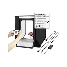 Pro 60x60 Cm Profesyonel Led Işıklı Ürün Fotoğraf Çekim Çadırı 3 Fonlu Stüdyo Seti Çok Renkli