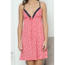 Nicoletta Kadın Tunik Gecelik İp Askılı Viskon Likrali Pembe 81392 R16 Pembe