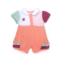 Chicsy Baby Kız Bebek Renkli Polo Yaka Tulum Yazlık Pamuk Bebek Tulum Şort Tulum Turuncu