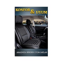Citroen Berlingo İle Uyumlu 3 Tekli Lüx Deri Oto Koltuk Kılıfı Ön Arka Takım Safir Siyah Beyaz Genel