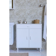 Eliusta Rose 80 Cm Beyaz 1 Çekmeceli Banyo Mutfak Dolabı 4 Bölmeli 3 Raflı Çok Amaçlı Dolap 80x88x32,5 Cm Beyaz