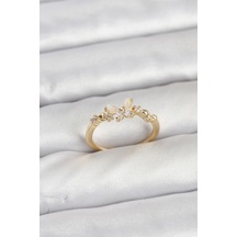 Kelebek Model Gold Renk Pirinç Kadın Yüzük Karışık
