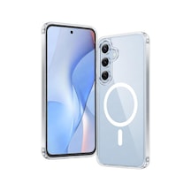 Samsung Galaxy S25 Fe Uyumlu Kamera Korumalı Magsafe Wireless Şarj Özellikli Sert Sararmaz Kristal Şeffaf Kılıf Diğer
