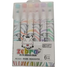 6 Renk Zebra Fosforlu Kalem Çok Renkli