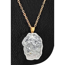 Erilsa Sertifikalı Ham İşlenmemiş Kristal Kuvars Taşı Kolye - 24k Altın Çok Renkli