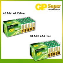 GP Süper Alkalin LR6 1.5 V AA Kalem Pil 40'lı + LR03 1.5 V AAA İnce Kalem Pil 40'lı