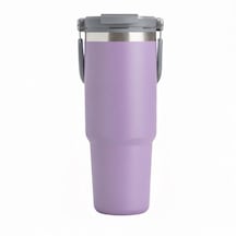 Forzacase 900 Ml Paslanmaz Çelik Pipetli Ve Kilit Kapaklı Kulplu Termos 6 Saat Sıcak/soğuk - Fc1180 Lila