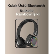 Bluetooth 5.3 Rainbow Işıklı Kulak Üstü Kablosuz Kulaklık 1