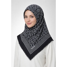 Sinem Emprime Koton Eşarp - Siyah / Gri-6291 Siyah,beyaz-05