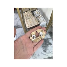 Gold Ve Gümüş Detaylı Küpe Altın