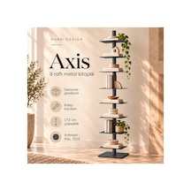 Axis 8 Raflı Metal Kitaplık Modern Tasarım Dikey Dekoratif Kitaplık Gri - 935176049 Gri