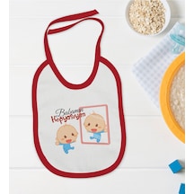 BK Kids Babamın Kopyasıyım Tasarımlı Kırmızı Bebek Mama Önlüğü-1 Kırmızı