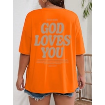 Uyguntarz Good Loves You Baskılı Unisex Oversize Tshirt Turuncu