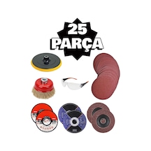 Avuç Taşlama Spiral Makinesi 115 Mm Cırt Zımpara Flap Inox Metal Kesme Kesici Disk Seti 25 Parça