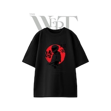 Thewert Samurai Shoei Tasarım Baskılı Ünisex Siyah Oversize T-shirt