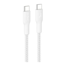 Eco Örgülü Usb-c - Usb-c Kablosu, 3 M, 240 W, Yumuşak, Esnek Hızlı Şarj Kablosu, İphone 16, Galaxy S25, Pixel 9, Macbook, İpad Pro Ve Daha Fazlası İçin Tip-c Şarj Kablosu - Beyaz Usb 2.0