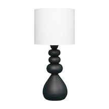 Casa Abajur Beyaz Kumaş Başlık Modern Tasarım Siyah