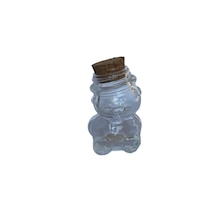 Ayı Cam Şişe - Mantar Tıpalı Ayı Şeklinde Cam Şişe -35 Ml 10 Adet