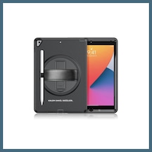 Bezos Apple iPad Uyumlu 10.2 7.nesil Kılıf Hand Strap Tablet Kılıfı - Siyah Agc