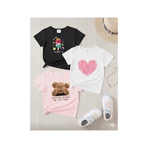 Stil-x Yeniz Sezon 3' Lü Takım Kız Çocuk Tshirt, Çok Renkli, %100 Pamuk Çok Renkli-y1