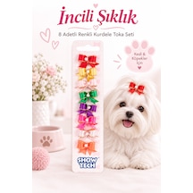 Show Tech Cutie Pearl İncili Lastikli Kedi Köpek Tokası 8 Adetli Paket