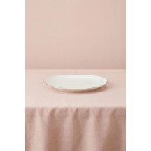 Ceyda Platin Kenarlı Porselen Kayık Tabak 20 Cm Ekru