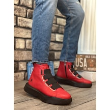 DMR Elegance Ba0142 Bantlı Erkek Yüksek Taban Kırmızı Spor Bot Rekli