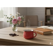 Seramik Kupa Bardak Simli Desenli Renkli 150 Cc Kırmızı