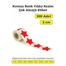 Kırmızı Renk Yıldız Kesim Sticker Etiket 2cm - 500 Adet Kırmızı