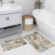 Rovigo Home Baskılı Kaymaz Taban 2 Li Banyo Paspas Takım Rvg5228-100X60-60X50 Çok Renkli