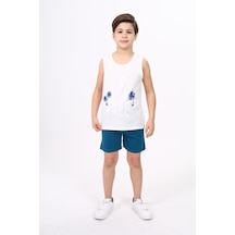 Toontoy Kids Erkek Çocuk Free Baskılı Şortlu Takım Ekru