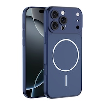 Apple Uyumlu iPhone 15 Pro Kılıf 17 Pro Görünümlü Kılıf M-safe Şarj Özellikli Premium Pürüzsüz Şık Kapak Lacivert