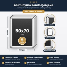 5 Adet B2 Alüminyum 50x70 Rondo Çerçeve 50 x 70 CM