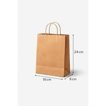 Kraft Çanta 18x8x24 25 Adet Kağıt Poşet Çanta