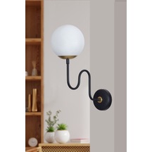 Luzarana Ferro Dikey Sarı-siyah Metal Gövde Beyaz Camlı Tasarım  Aplik