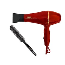 Trendy MP4600 Turbo Profesyonel Saç Kurutma Makinesi Kırmızı + Hydra Berber Fön Fırçası