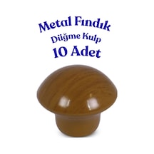 10 Adet Metal Yuvarlak Ahşap Desen Düğme Kulp - Çocuk Odası, Mutfak Dolap İçin Modern Çekmece Kulbu Fındık Fındık