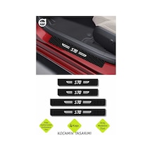 Volvo S70 Siyah Karbon Kapı Koruyucu Beyaz S70 Yazılı Dekoratif Kapı Eşiği 4 Parça Volvo S70 Uyumlu