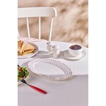 Karaca New Romantic İnce Çizgili Kayık Tabak 36 Cm Kırmızı