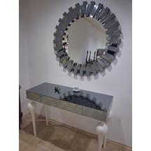 Dresuar St 90625 Güneş Model Parlak Füme Cam Ayna Kaplı Kayın Tombul Ayak Beyaz Beyaz