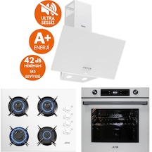Afm Tech & Ferre FM7701 + FM2201 + D087-SA  Alfa Sessiz Turbo Dijital Beyaz Ankastre Set