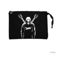 Zepplin Giyim Black Sabbath Guitars Siyah Clutch Astarlı Cüzdan / El Çantası Siyah