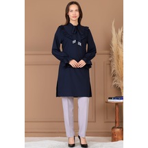 Asel Tunik Pantolon İkili Tesettür Takım Lacivert Lacivert