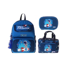 Kaukko Kids Space Lacivert Renk Erkek Çocuk Üçlü İlkokul Okul Çantası Seti/takımı - Setkk-l5364d
