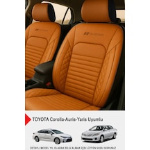 İstanbul Serisi Deri Oto Koltuk Kılıfı Toyota Corolla-auris-yaris Uyumlu Taba