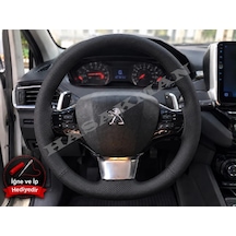 Peugeot 308 Dikme Direksiyon Kılıfı Premium Komple Delikli Deri Siyah Dikiş 2021-2024
